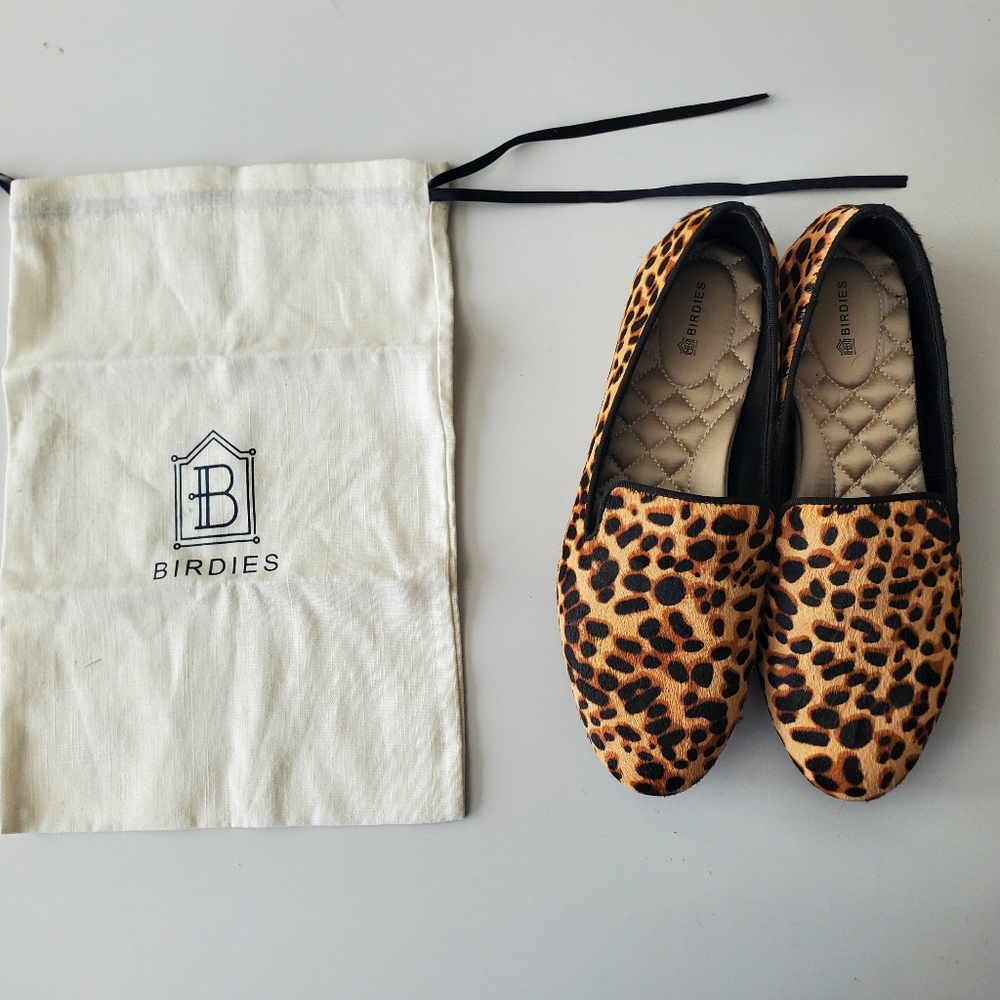 Birdies Starling Cheetah Calf Hair loafers sz 8.5